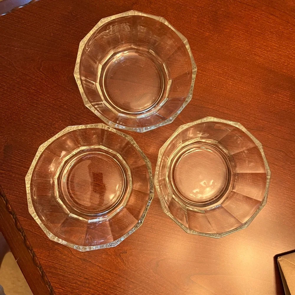 Set of 3 Glass Bowls – 5.5” Wide – Octagonal Shape
